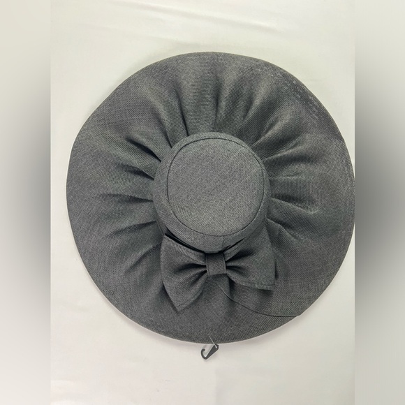 Wide Brim Black Sun Hat with Bow main image 4
